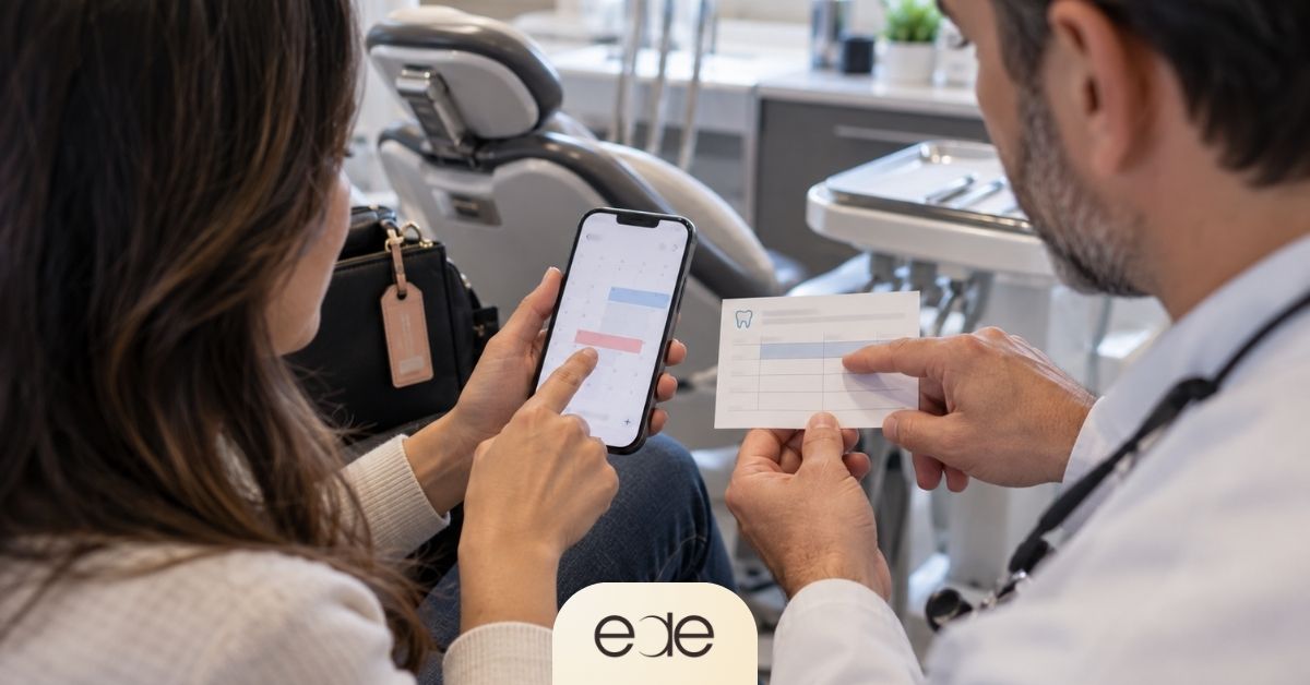 Patient planning travel dates with a dentist before a tooth extraction.