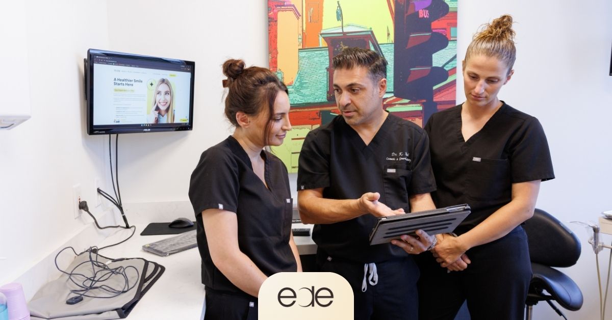Dental team reviewing a patient’s findings and discussing the recommended treatment plan.