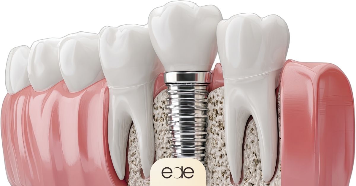 Dental bone graft supporting an implant in jawbone cross-section